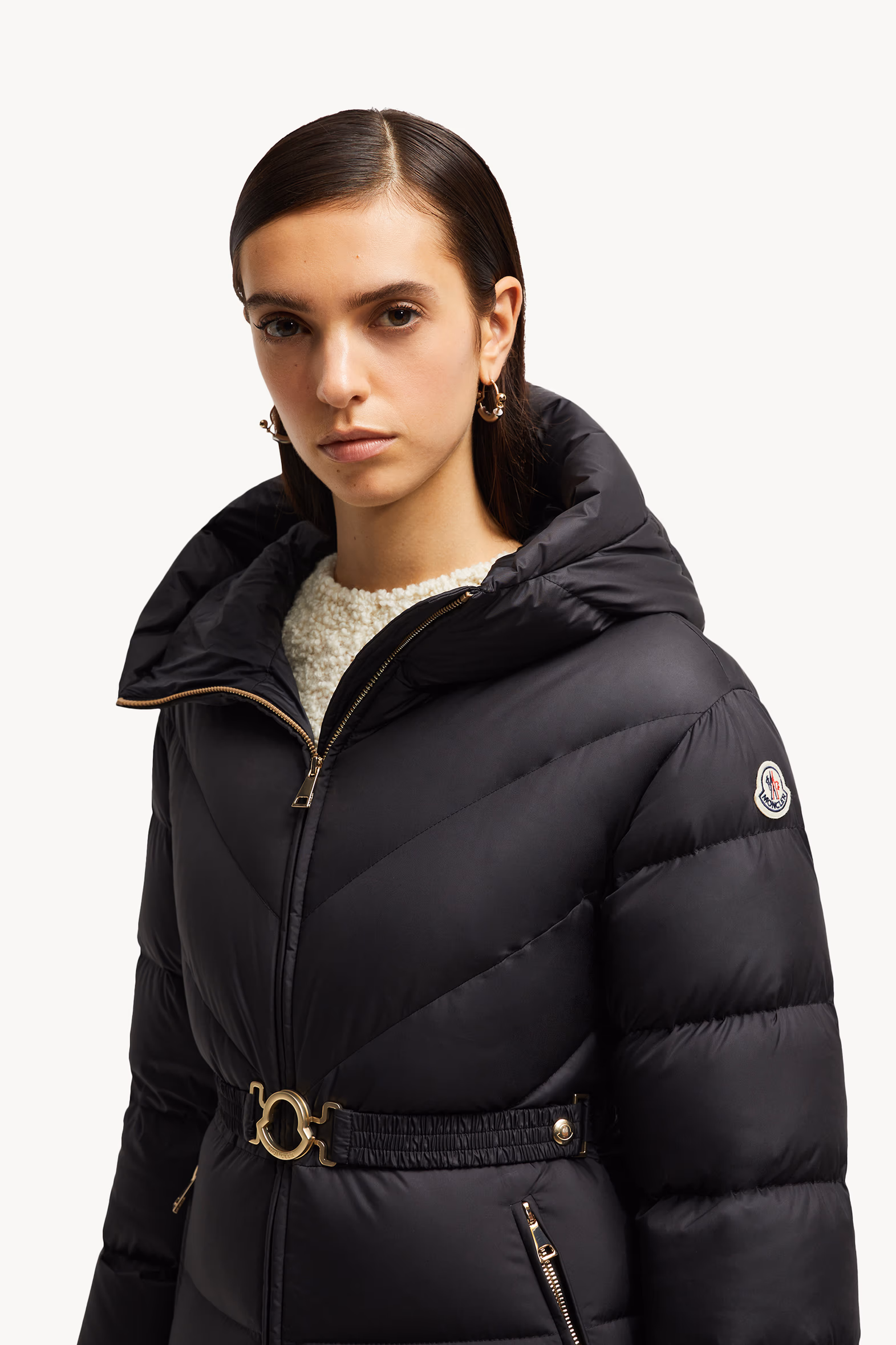 Brosse Diagonal-Quilted Hooded Short Down Jacket Black Moncler 4